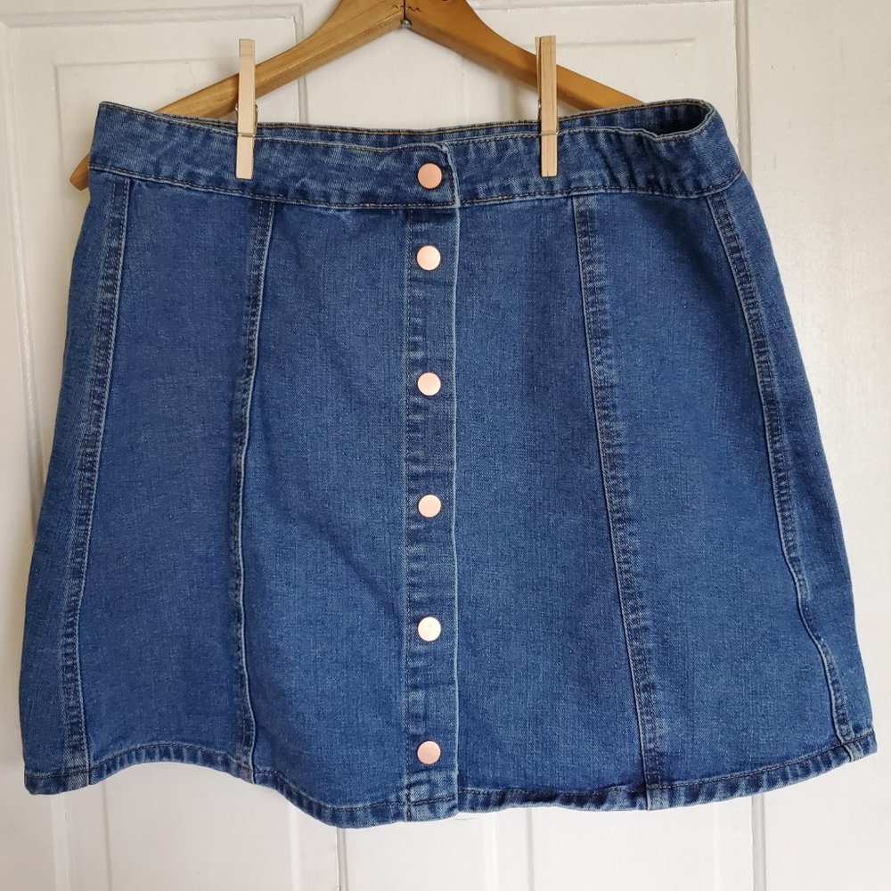 OneHeart Women's XL Blue Jean Mini Skirt